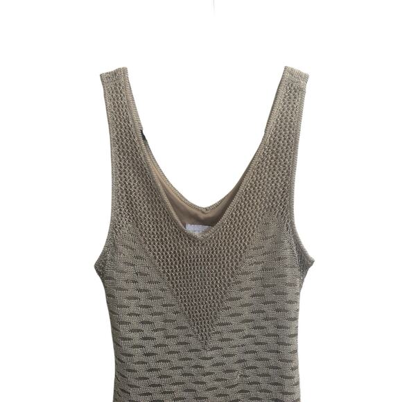 House Of Harlow 1960 Dress Womens Small Gold Metallic Crochet Knit Maxi #5797 - Picture 2 of 13